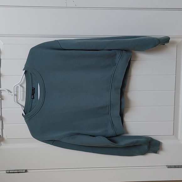 ZARA Moss green cropped crew neck sweatshirt top shirt Medium - Picture 2 of 6